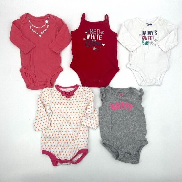 6 MONTHS Set of 5 Baby Girl Onesies Random Brands - Picture 1 of 2